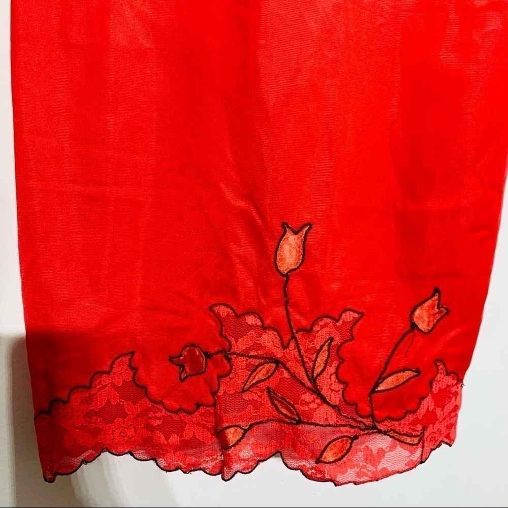 Vintage red embroidered lace slip dress medium womens - Picture 7 of 11
